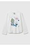 Girl's white looney tunes Printed long sleeve round neck t-shirt