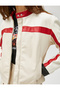 Racer Leather Look Jacket with High Collar Zipper - 5