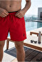 Men's Quick-Drying Swim Shorts with Pockets, Elastic Lace-Up, Mesh Lining, Red Swim Shorts - 3