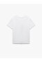 Cotton Short Sleeve Crew Neck Pearl Embroidery Detailed Printed T-Shirt - 4