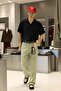 Men's Relaxed Fit Open Collar Short Sleeve Tencel Shirt Black - 6