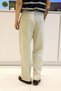 Men's Baggy Fit High Waist Belted Gabardine Trousers Stone Color - 7