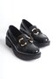 Patent Leather Black Gold Buckle Women's Loafer Tr17Ms02A - 2