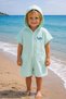 Zip Hoodie - Organic 100% Cotton Muslin - Embroidered Baby Beach Pool Sea Wear - Hooded with Pockets - Summer Sea and Pool Wear - Bathrobe - Towel - Drying - Mint Green