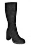 R518911402 Black Suede Thick Heeled Women's Boots - 8