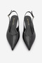 Women's Stiletto Open Back V-Neck Short Classic Heeled Shoes with Sewing Detail on the Front Orvani Black - 7