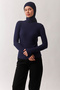 High-Necked Premium Knitwear Bodysuit Navy Blue - 8