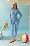 Jumpsuit Swimsuit with Stitching Detail Baby Blue