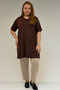 58507 Large Size Collar Piped Combed Cotton T-Shirt - Brown - 6