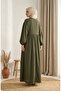 Krinkil Fabric Gathered Hijab Dress 2283-01 Green - 5