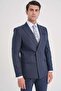 Comfort Fit Double Slit Italian Striped Navy Blue Double Breasted Suit Tk 930 - 5
