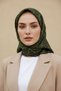 100% Twill Silk Geometric Patterned Khaki - Black Colored 90X90 Scarf Sewing Shape: Hand Sewing - 2