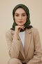 100% Twill Silk Geometric Patterned Khaki - Black Colored 90X90 Scarf Sewing Shape: Hand Sewing - 5