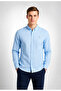 Blue 100% Cotton Slim Fit Button-Down Collar Men's Shirt