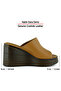 Valery Plus Tan Genuine Calfskin Wedge Heeled Slippers - 5