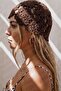Women's Knitted Beanie Hat Boho Bloom Brown – Handmade Look Summer Bohemian Accessory - 5