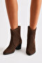 Westera Women's Brown Summer Cowboy Boots Perforated Suede Textured Thick Heeled Casual Stylish Boots - 2