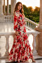 Patterned Hijab Dress Red 524-1 - 3