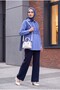 Lace Embroidered Skirt Button Detailed Shirt -Indigo - 4