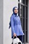 Lace Embroidered Skirt Button Detailed Shirt -Indigo