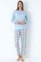 Plaid Patterned Viscose Pajama Set Long Sleeve Comfortable Home Wear 89-140