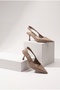 Women's Stiletto Pointed Toe Thick Strap Short Classic Heeled Shoes Riyona Mink - 5