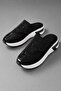 Stone and Fishnet Detail Orthopedic Black Women's Slippers with Mesh Front