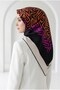 100% twill silk border wave pattern fuchsia - orange colored 90x90 sewing method: hand stitched scarf - 2