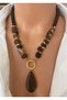 Natural Stone Brown Real Agate Tumbled Cut Special Design Women's Necklace in Special Gift Box for Mother and Lover - 3
