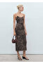 Leopard Print Drawstring Midi Dress - 2