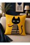 Set of 4 Decorative Throw Pillow Covers – Dog, Cat, Enjoy Today Written and Striped Design - 5