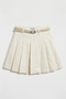 Women's Off-White W5 Belted Pleated Organic Cotton Fabric Mini Skirt with Shorts Inside - 4