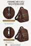 Women's Brown Mini Multi-Compartment Fabric Backpack – Daily Use Bag with Flap Pocket Detail - 6