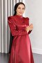 Draped Chest Evening Dress Claret Red 19124 - 2