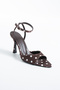 Sofia Women's Polka Dot Ankle Strap Thin High Heel Shoes