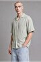 100% Cotton Boxy Fit Embroidered Muslin Short Sleeve Mint Green Shirt I3102Ax26Hs