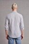 Boxy Fit Striped Wrinkled Textured Long Sleeve Indigo Shirt I3106Ax26Hs - 4