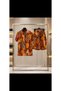 Orange Color Patterned Viscose Men's Shirt - Shorts Bottom Top Set - 2