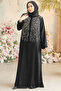 Bead Embroidered Silver Hijab Ferace 29106GMS - 3