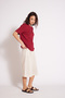 Cotton Short Sleeve Contrast Crew Neck T-Shirt Bordo - 3