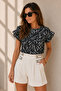 Women's Black Zebra Sleeve Ruffle Camisole T-Shirt TSH-19000417 - 4