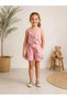 Girl's Embroidered Detailed Vest Muslin Shorts Set with Pockets Pleated Summer Set 3-12 Years Old - 2