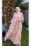 V-Neck Patterned Viscose Fabric Full Length Dress - 3