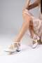 White Color Open Back Blunt Toe Women's Heeled Shoes - 5