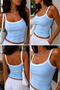Women's Strappy Top Athlete Baby Blue White - 2