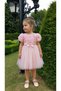 Girl's Bow Detailed Rose Appliqué Evening Dress - Special Occasion Dress