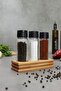 3-Piece Spice Rack Set, Wooden Stand, Stylish and Convenient Kitchen Utensil - 3