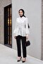 Hakim Yaka Buttoned Front Lined Ruffled Polyviscon Tunic -White - 6