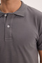 Men's slim fit 100% cotton short sleeve polo collar anthracite t-shirt - 5