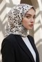 100% twill silk crispy flower patterned cream - black colored 90x90 scarf sewing method: hand stitching - 4